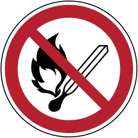 Brady Gebotszeichen Mit Piktogramm: Offenes Feuer Verboten, Laminierter Polyester B-7541, H 200 Mm