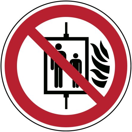 Brady Panneau Interdiction, Avec Pictogramme : Ne Pas Utiliser L'ascenseur En Cas D'incendie