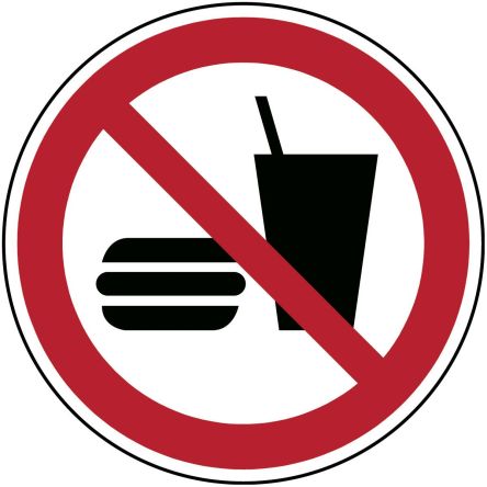 Brady Gebotszeichen Mit Piktogramm: Essen Und Trinken Verboten, Laminierter Polyester B-7541, H 200 Mm