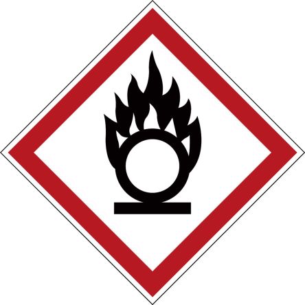 Brady Etiqueta De Seguridad Contra Incendios Autoadhesiva Con Pictograma: Oxidante, Texto En : X 21 Mm