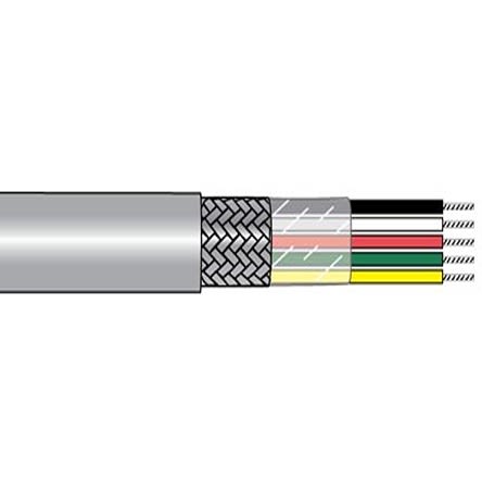 Alpha Wire M1114 Control Cable, 4 Cores, 0.34 Mm², Screened, 1000ft, Grey PVC Sheath, 22 AWG