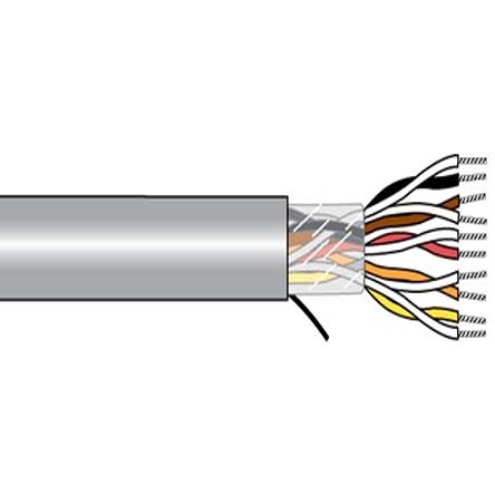Alpha Wire M13115 Control Cable, 15 Cores, 0.35 Mm², Screened, 100ft, Grey PVC Sheath, 22 AWG