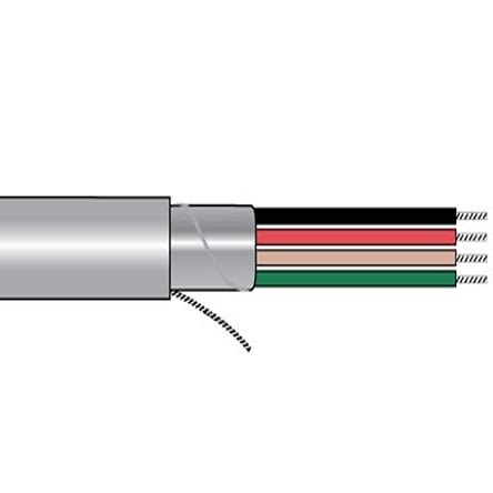 Alpha Wire Câble De Commande Blindé M3244, 4 X 0,75 Mm2, 18 AWG, Gaine Chlorure De Polyvinyle PVC Gris, 100ft