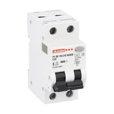 Lovato RCBO, 10A Current Rating, 1P+N Poles, 30mA Trip Sensitivity, Type C, P1 Range