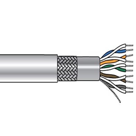 Alpha Wire 6230C Control Cable, 10 Cores, 0.25 Mm², Screened, 500ft, Grey PVC Sheath, 24 AWG