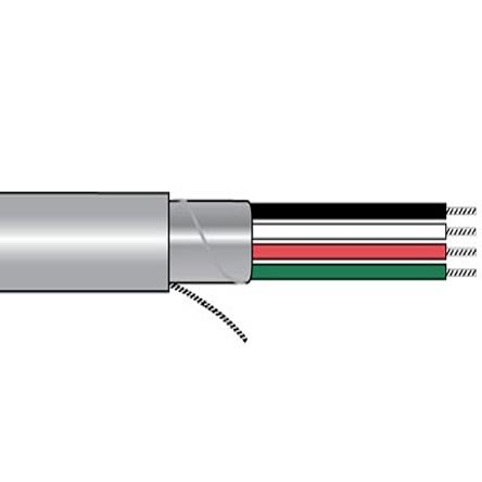 Alpha Wire 6300/4 Control Cable, 4 Cores, 0.25 Mm², Screened, 500ft, Grey PVC Sheath, 24 AWG
