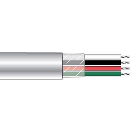 Alpha Wire 6644 Control Cable, 4 Cores, 0.5 Mm², Military, Unscreened, 500ft, White PVC Sheath, 20 AWG