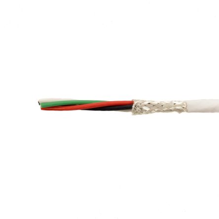 Alpha Wire 2824/3 Control Cable, 3 Cores, 0.35 Mm², Military, Screened, 1000ft, White PVC Sheath, 22 AWG