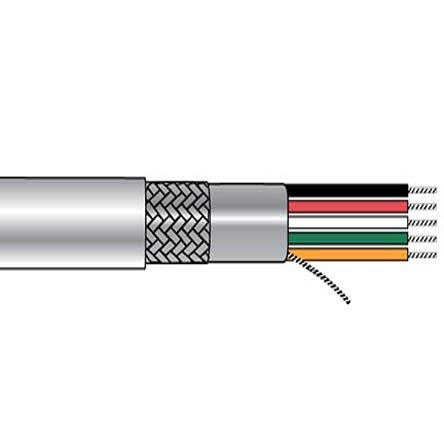 Alpha Wire 3466C Control Cable, 6 Cores, 0.08 Mm², Screened, 1000ft, Grey PVC Sheath, 28 AWG