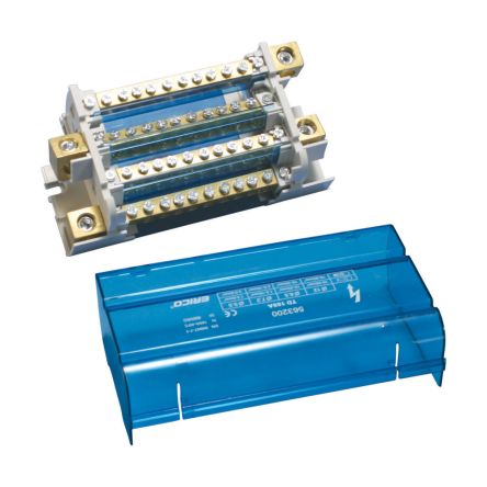 NVent ERIFLEX Schraub Verteilerblock 4-polig, 8 → 1 AWG, 160A / 690 V, 10 → 50mm², Thermoplast