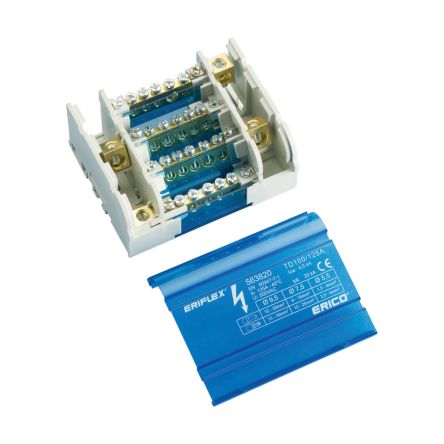 NVent ERIFLEX Schraub Verteilerblock 4-polig, 8 → 2 AWG, 125A / 690 V, 10 → 35mm², Thermoplast