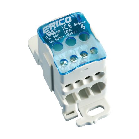 NVent ERIFLEX Kabel Verteilerblock 1-polig, 6 AWG, 80A / 1 KV, 16mm², Thermoplast