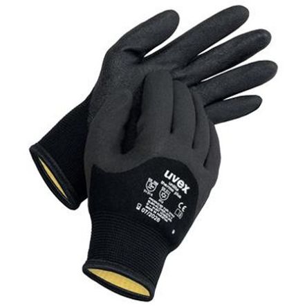 NIHON RIKOU SHUPPANKAI Guantes De Trabajo De Acrílico, Elastano, Poliamida, Lana Virgen Negro Serie Unilite Thermo