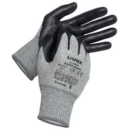 NIHON RIKOU SHUPPANKAI Unidur 6659 Black, Grey Fibreglass, HPPE, Polyamide Cut Resistant Work Gloves, Size 10, NBR