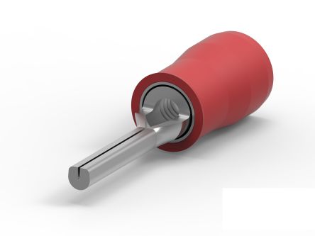 TE Connectivity, PIDG Insulated, Tin Crimp Pin Connector, 22AWG To 16AWG, 1.8mm Pin Diameter, 9.9mm Pin Length, Red