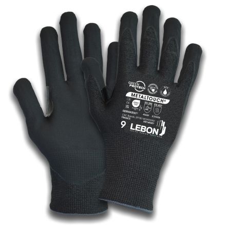 Lebon Protection Guantes Resistentes A Cortes De Poliamida, Filamento De Polietileno, Filamentos De Acero Inoxidable Negro Lebon