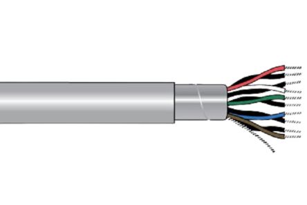 Alpha Wire 1 Core Power Cable, 100ft Armoured, Black/Red Polyvinyl Chloride PVC Sheath, Computer Cable, 300 V