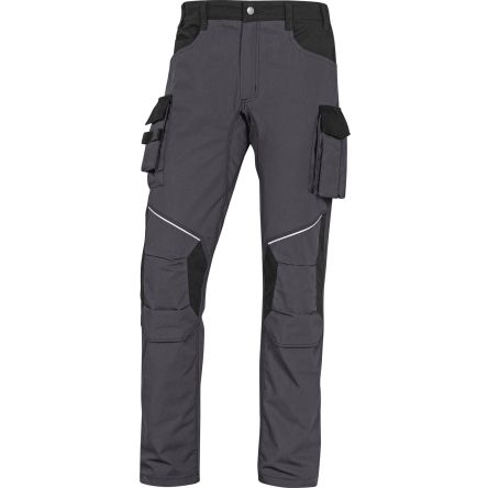 Delta Plus Pantalones De Trabajo Para Unisex, Negro, Gris, Duradero, Elástico, Algodón, Poliéster MCPA2 35.5 → 38.5plg