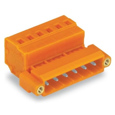 Wago 231 Series Pluggable Connector, 6-Pole, Male, 6-Way, Panel Mount, Snap In Mount, 15A