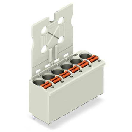 Wago Conector De PCB Serie 2092, De 5 Vías En 1 Fila, Paso 5mm, Encaje A Presión, Terminación Abrazadera De Caja