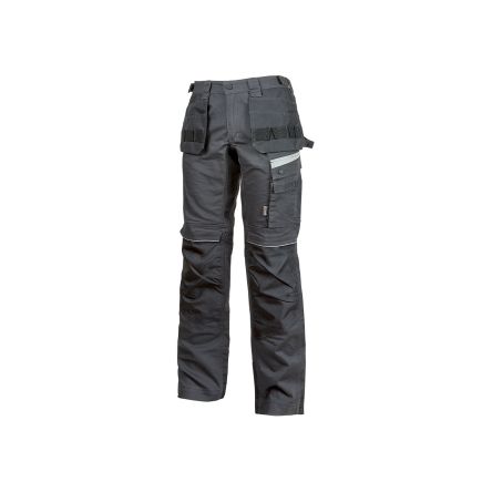 U Group Performance Herren Hose, 3 % Elastan, 34 % Polyester, 63 % Baumwolle Grau, Größe 90 → 94cm / 35