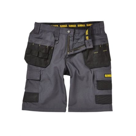 DeWALT Pantalones Cortos De Trabajo Unisex De Polialgodón De Color Gris, Talla 34plg