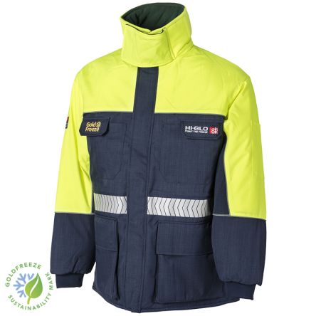 Goldfreeze 3905340 Unisex Jacke, Wasserdicht Marineblau/Gelb, Größe L