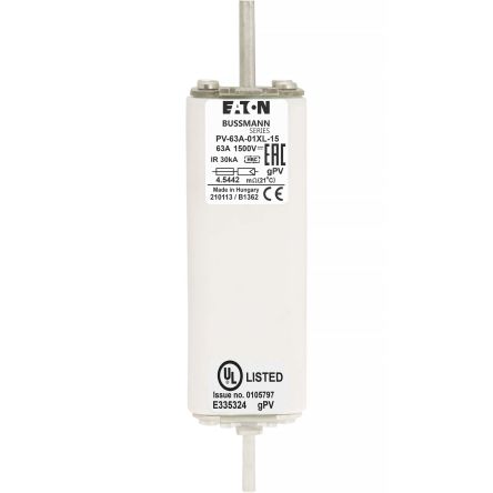 Eaton Fusible De Cuchillas, 01XL, 1.5kV, 63A, IEC 60269-6