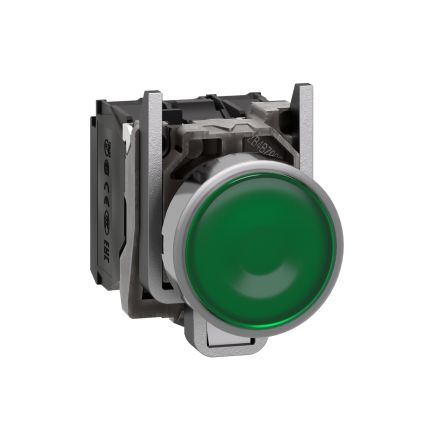 Schneider Electric Harmony XB4 Series Illuminated Push Button, Spring Return, Panel Mount, 22mm Cutout, SPDT, Green