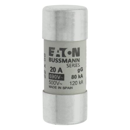 Eaton 20A Ceramic Cartridge Fuse, 22 x 58mm