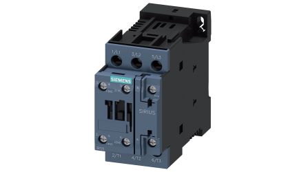 Siemens SIRIUS 3RT2 Leistungsschütz / 24 V Dc Spule, 3 -polig 3 Schließer, 400 V Ac / 9 A