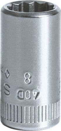 STAHLWILLE 1/4 in Drive 8mm Standard Socket, 12 point, 23 mm Overall Length