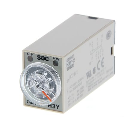 Omron H3Y-2 Series DIN Rail, Surface Mount Timer Relay, 200 → 230V ac, 8-Contact, 0.5 → 10s, 1-Function,