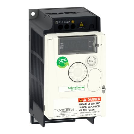 Schneider Electric Inverter Drive, 0.75 kW, 1 Phase, 230 V ac, 10.2 A, ATV 12 Series