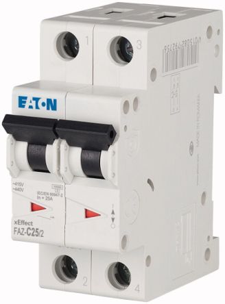 Eaton Moeller MCB Leitungsschutzschalter Typ C, 2-polig 25A 240 → 415V, Abschaltvermögen 10 KA XEffect