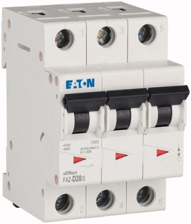 Eaton Moeller MCB Leitungsschutzschalter Typ D, 3-polig 20A 240 → 415V, Abschaltvermögen 10 KA XEffect