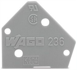 Wago, 236 End Plate For Use With PCB Terminal Blocks & Pluggable Connectors