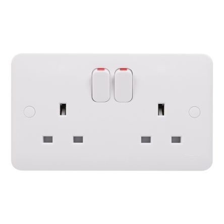 Schneider Electric Lisse White 2 Gang Plug Socket, 13A, Type G - British, Indoor Use