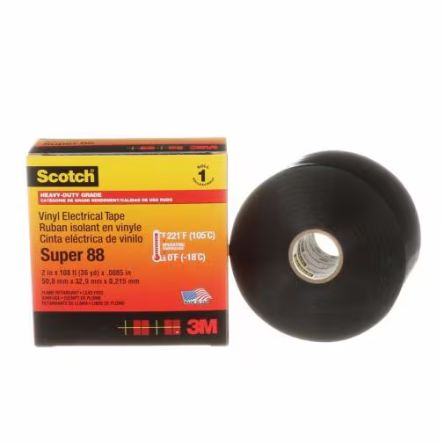 3M Scotch Super 88 Black PVC Electrical Insulation Tape, 19mm x 20m