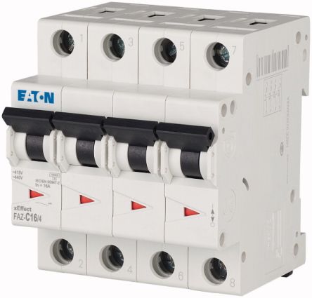 Eaton Moeller MCB Leitungsschutzschalter Typ C, 4-polig 16A 240 → 415V, Abschaltvermögen 10 KA XEffect