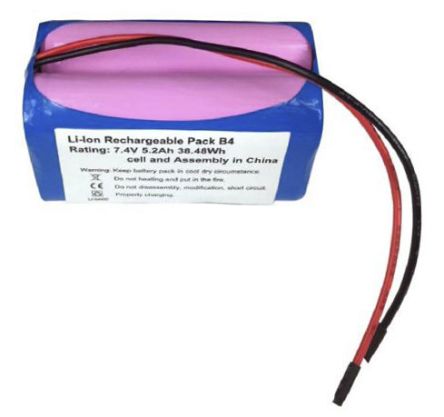 RS PRO Pacco Batterie Ricaricabile, Formato 37 X 69 X 38 Mm, 4 Celle, 7.4V, 5.2Ah, Ioni Di Litio