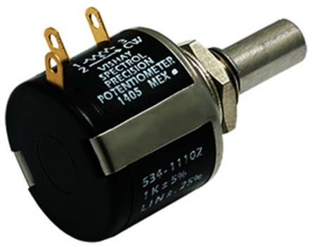 Vishay 534, Tafelmontage 10-Gang Dreh Potentiometer 1kΩ ±5% / 2W, Schaft-Ø 6 Mm