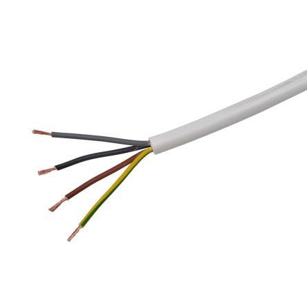 RS PRO Netzkabel, 4-adrig Typ Brandverhalten Weiß X 2,5 Mm² /Ø 10.1 → 12.5mm, 100m, 500 V, Thermoplastik