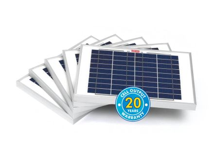 RS PRO Solarmodul Polykristallin 10W, 397 X 280 X 25mm 60W, 22V / 70Ah -40°C +85°C Wirkungsgrad 17%