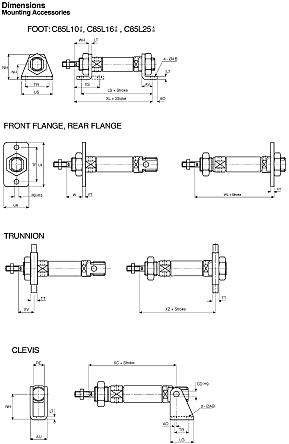 Vérin pneumatique profilé SMC C85 Double Action .