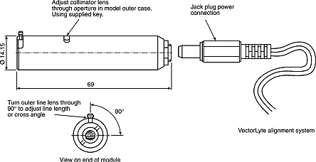 Modulo LASER Global Laser 5001-21-000, Rosso (635nm), 1mW, per allineamento  2