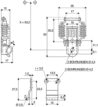 5.16 Galvanized Draw Toggle Latch with Spring-steel Hook 