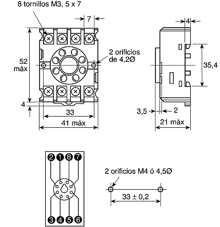 PF083A-E 8 pin socket for MK relay | RS Components