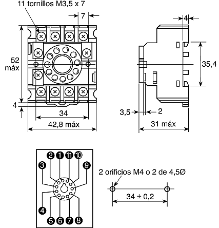 RELE' 220V 10A 3 SCAMBI MK3P-I 3Z OMRCIT PER INVERTER CON ZOCCOLO SOCKET  PF113A