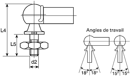 Articulation à rotule en Acier, Filetage de fixation M8, rotule de 13mm